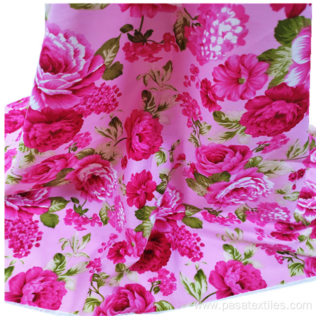 Floral Fabric Print Woven Comfortable hot pink Floral 100% Cotton Print Fabric