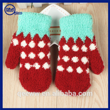 Yhao amazon supplier custom knit mittens for kids children coral fleece soft mitten glove