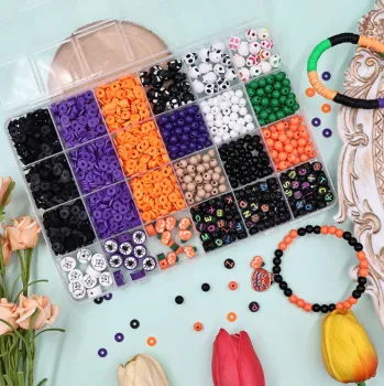Customize Your Own Christmas or Halloween Bracelet with Round Polymer Clay Beads Kit