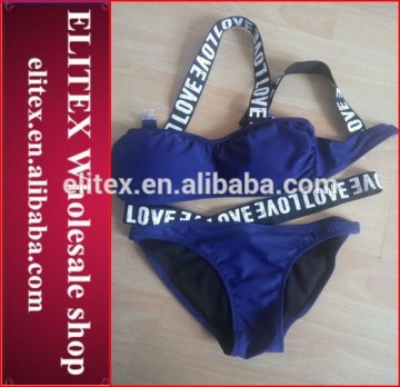 Wholesale Blue Letter Single Shoulder Fashion Latest Ladies Bikini Swimwear