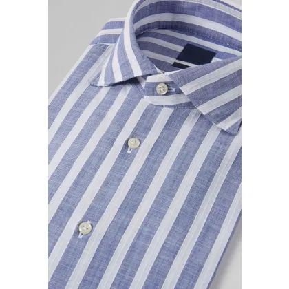 Pale Blue Wide Stripe Tuxedo Shirt