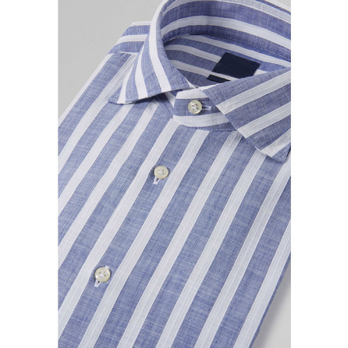 Pale Blue Wide Stripe Tuxedo Shirt