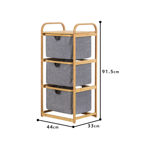 منظم تخزين 3 أدراج من الخيزران الطبيعي