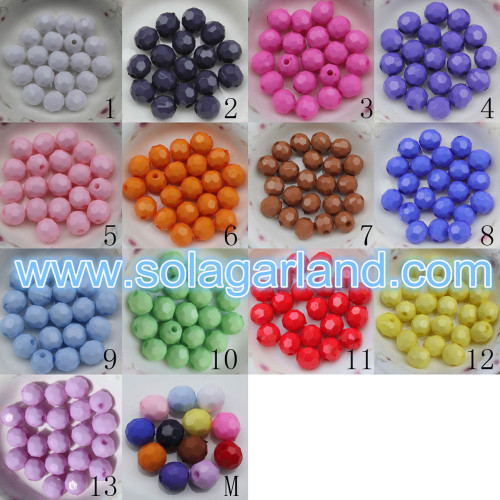 Perles rondes à facettes opaques acryliques 4-20MM