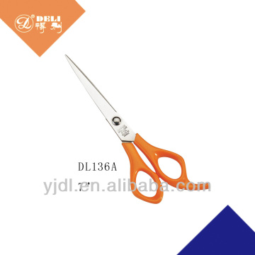2017 hot sale orange plastic handle hair scissors