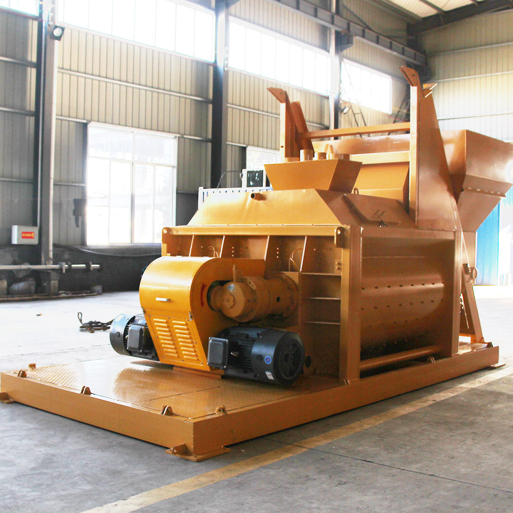 Twin shaft stationary 1 cubic yard concrete mixer