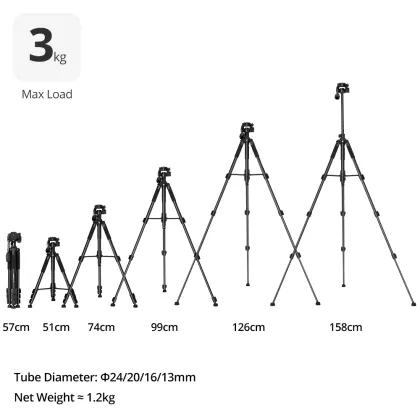 Ambitious GM-150 158cm Professional Phone Camera Tripod