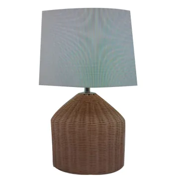 Modern Desk Lamp with Vintage Rattan Base and Weave Lampshade for Bedrooms and Desks - E27 Socket, TB0075