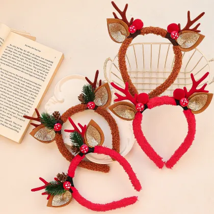 Red Antler Headband - Mori Moose Hair Accessory Christmas Gift