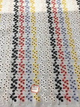 Six Color Leaves Cotton Embroider Fabric
