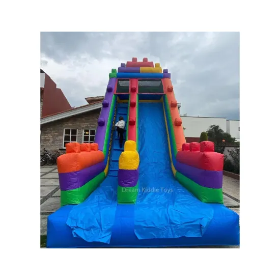 Multicolor Rainbow Inflatable Dry Slide Bounce House Combo