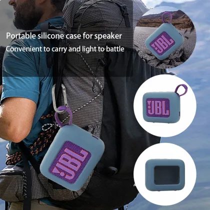 Waterproof Silicone Case Cover for JBL GO4 Speaker with Keychain