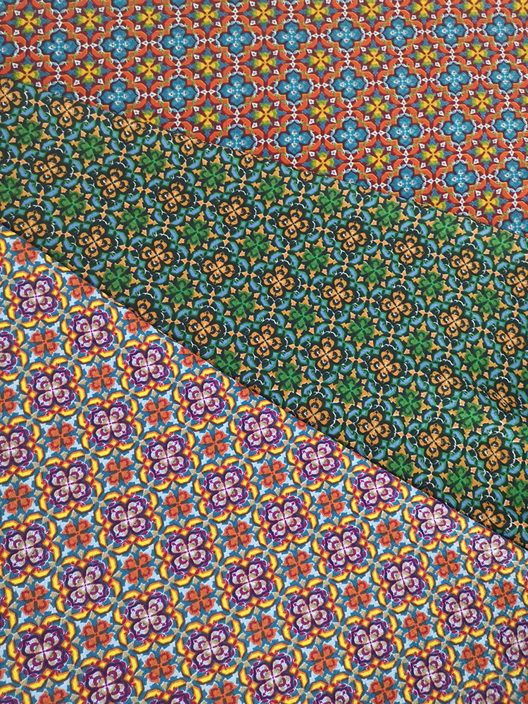 Tissu d&#39;impression en crêpe à bulles en polyester à motif géométrique