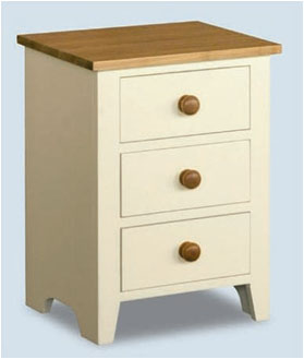 Solid Wooden Pine 3 Drawer Bedside