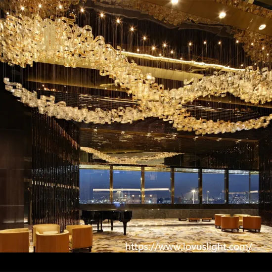 Large project custom crystal chandelier for hotel Gold light luxury pendant light