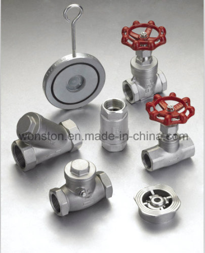 Stainles Steel Thread Gate Valve with Red Handle Wheel