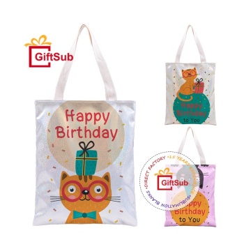 Custom Glitter Women's Sublimation Tote Bags - 34*40cm Polyester Shopping Bags