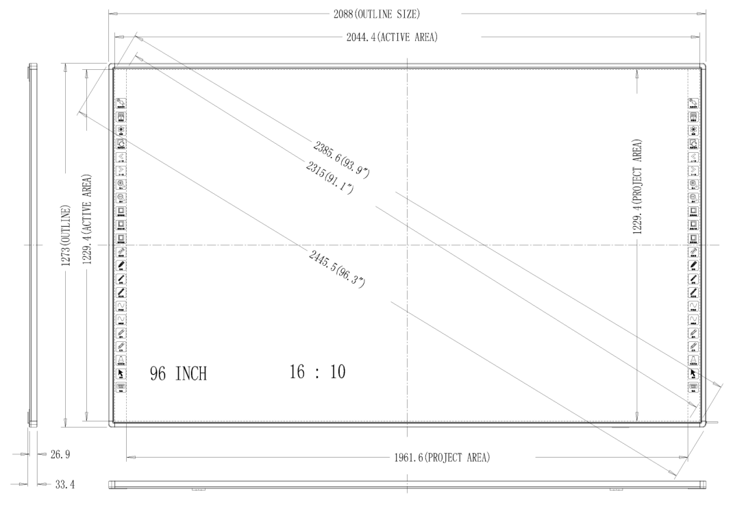 96-inch whiteboard