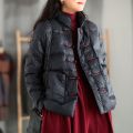 Vintage literary down jacket short style for women