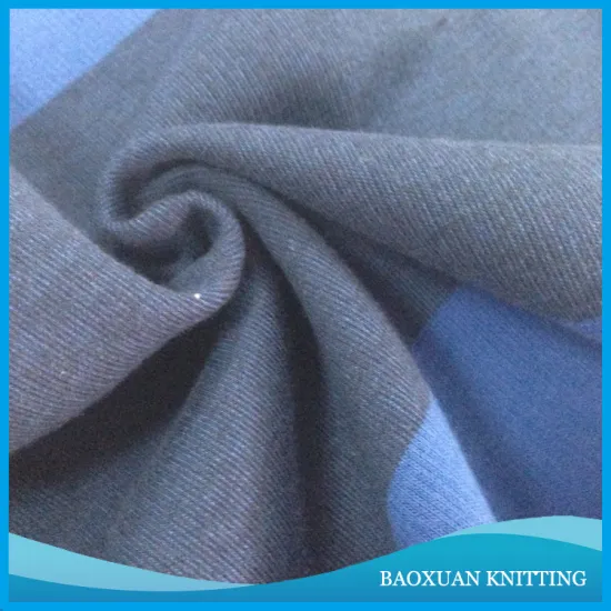 Cotton spandex 97%C 3%SP single french rib printed fabric for sweatshirts
