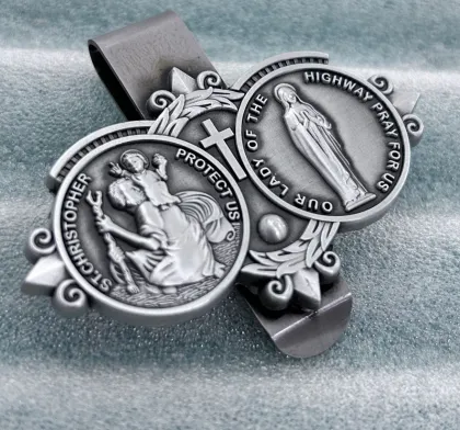 Wholesale Zinc Alloy Car Charm Pendant - Saint Christopher Visor Clip