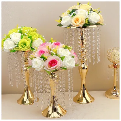 Tall Candle Stand with Flower Vase Decor - Wedding Centerpieces Metal Flower Stand