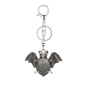 Labradorite 13X18mm Cabs Antique Silver Alloy Antique Silver Alloy Bat Pendant Keychain