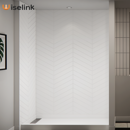4 × 15 '' Chevron Cultucted Marble Marble Wall Swand