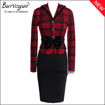 Wholesale New Fashion Long Sleeve Lattice Work Bodycon Dresses With Bow