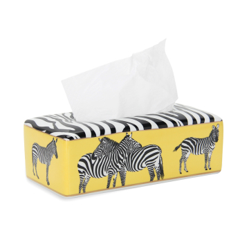 T010 Yellow Zebra Ceramic Napkin Holder for Countertop Decor