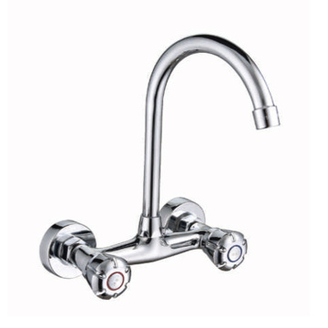 ขายร้อนทองเหลืองโบราณสูงคู่จับทองแปรงครัว Faucet Griferia Lavabo