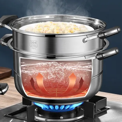 Japanese Large Stainless Steel 28cm Couscoussier Bread Dumpling Steamer Pot