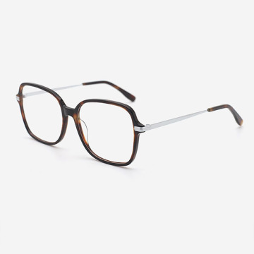 Square Acetate And Metal Combined Unisex Optical Frames 23A3170