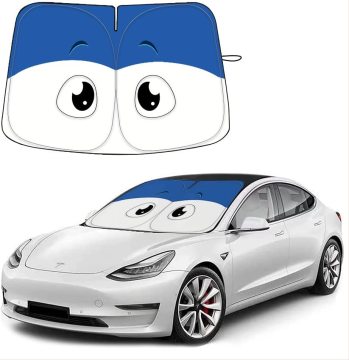 Sunshade cermin depan poliester lipat untuk Tesla Model Y dan Model 3