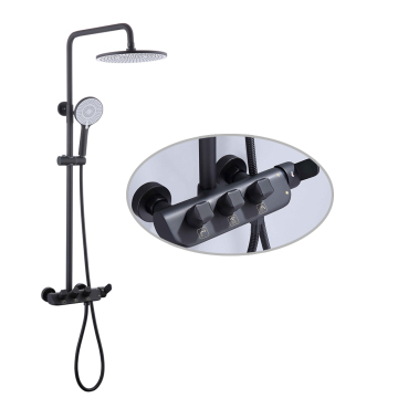 High-Quality 3-Function Matte Black Copper Brass Shower Faucet Set - Factory Price