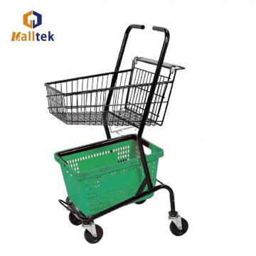 2 Layer Supermarket Shopping Basket Trolley