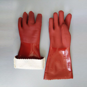 Brown rubber Sandy finish Cotton gloves 40cm