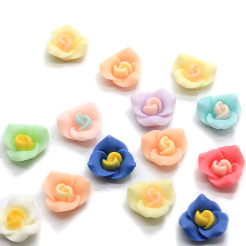 Resin Design Flatback Flower Beads Ornament Petal Bloom Cabochon Crafts Girls Kids DIY Hair Bow Accessories