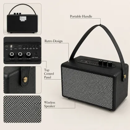 Black Leather Wireless Speaker