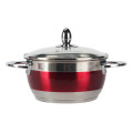 Red Casserole Cookware with Transparent Glass Lid