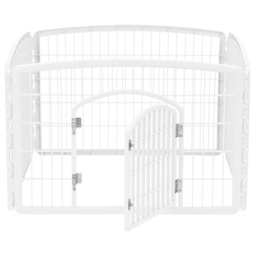 4-Panel Plastic Exercise Pet Playpen with Door Fence