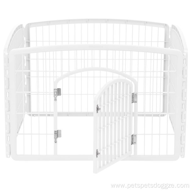 4-Panel Plastic Exercise Pet Playpen with Door Fence