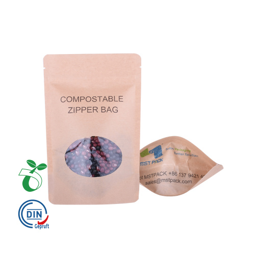 Bionedbrytbar emballasje Stå opp Zipplock Kraft Papirposer