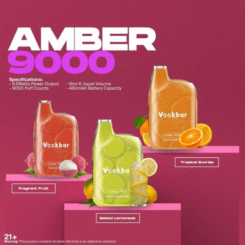 Vookbar Amber 9000パフ使い捨ての蒸気