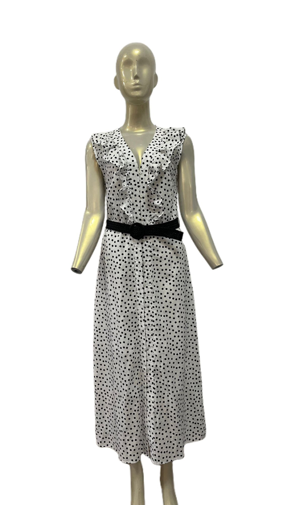 Dots Print Ruffled Midi Dress