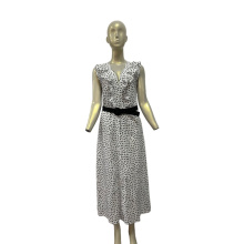 Dots Print Ruffled Midi Dress