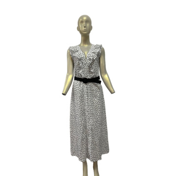 Dots Print Ruffled Midi Dress