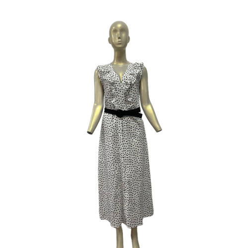 Dots Print Ruffled Midi Dress