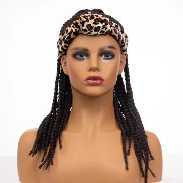 Braided hair headband wigs wholesale black soft braiding fiber synthetic hair wigs for black women