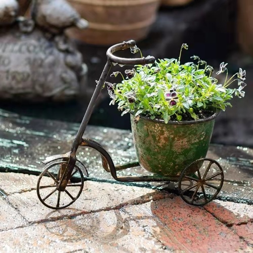 Bicycle iron flowerpot flower machine